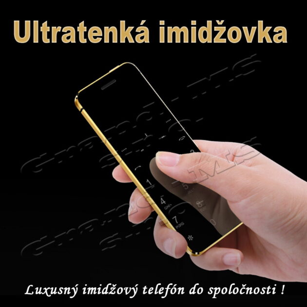 Ultratenký imidžový mobil, čierny, zlatý a strieborný