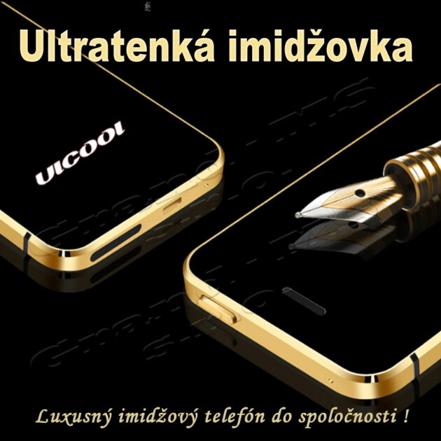 Ultratenký imidžový mobil, čierny, zlatý a strieborný